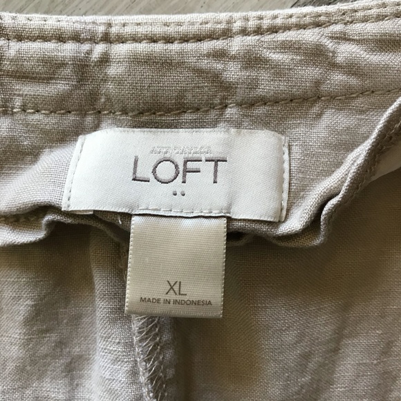 Ann Taylor LOFT Linen Blend V-Neck Full Zip with Ruffles sz XL - Picture 2 of 8